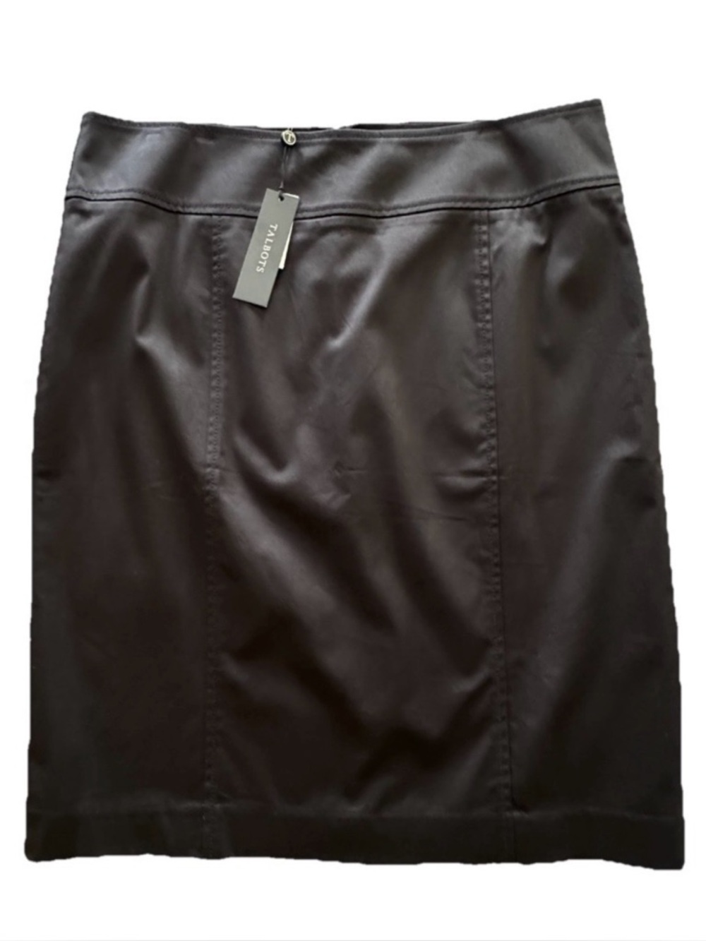 Talbots Black Pencil Skirt Size 12 NWT Cotton Stretch Lined Career Classic